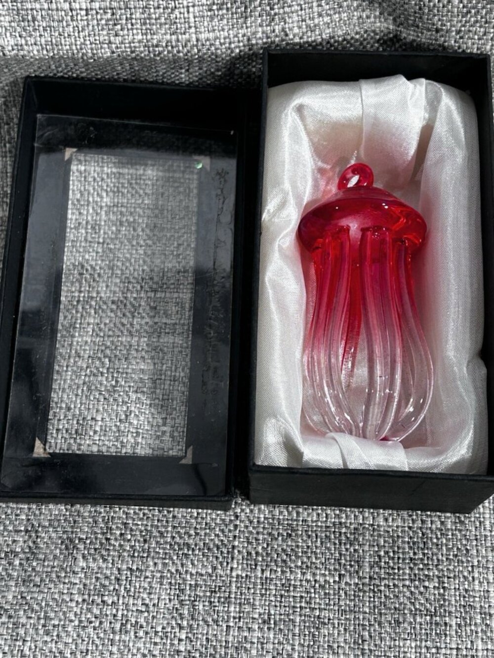 Hand Blown Glass  Red Jellyfish Ornaments Decor Unique Christmas Nautical Ocean